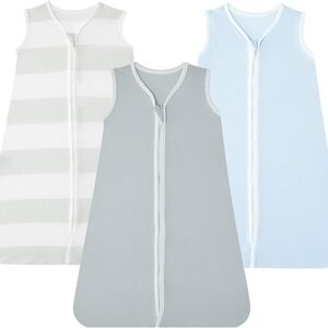 ✨2/$20✨Lictin Baby 3-Pack Sleep Sacks - Light Blue, Gray & White Stripe